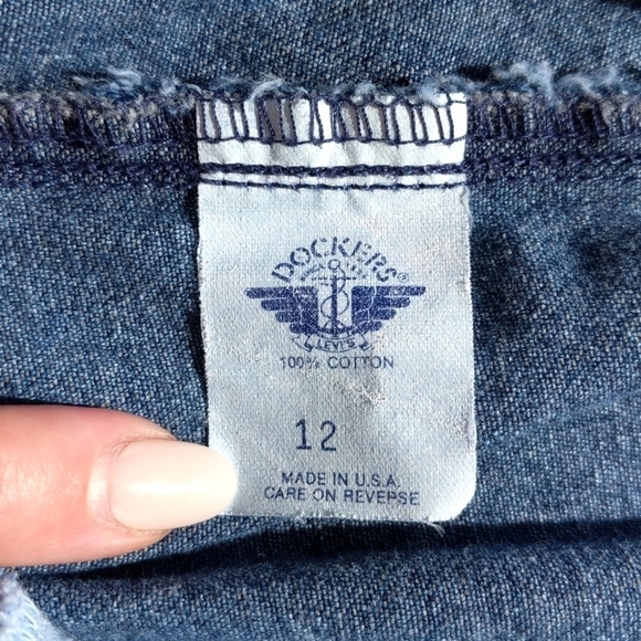 Dockers 90's Vintage Pleated Dark Wash High Rise Tapered Ankle Cut Mom Jeans 12 - Picture 8 of 14